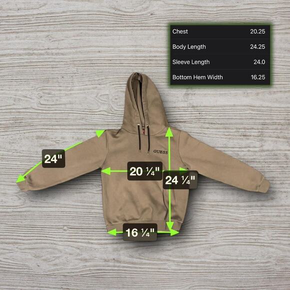 ★ GUESS Los Angeles Chest Logo Light Brown Embroidered Hoodie ★ - Picture 6 of 8